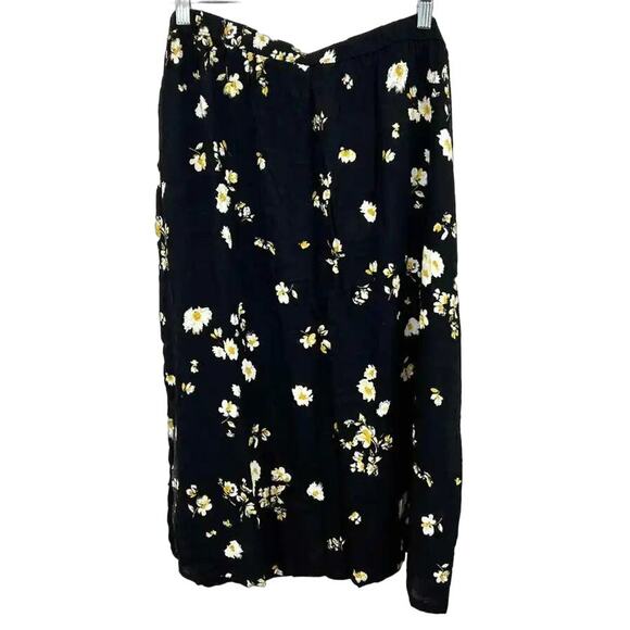 BP. Lightweight Vented Midi Skirt Sz XS/Extra Small in Black Mixed Floral NWT - Picture 1 of 5